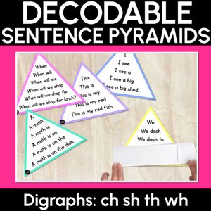 CH SH TH WH WORDS - Decodable Sentences Pyramids - Phonics Fluency
