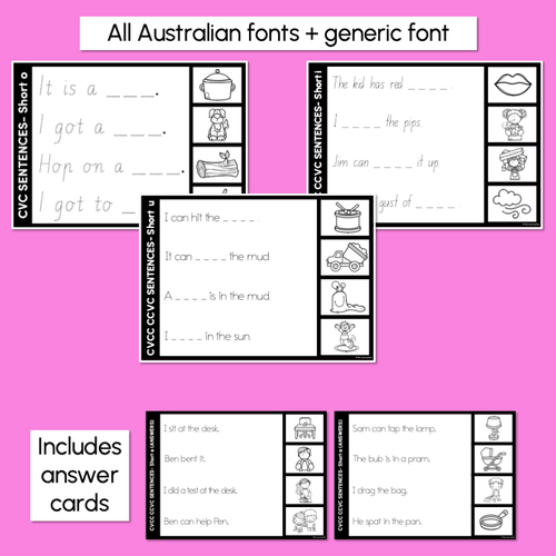 Resource preview 4 for CVCC CCVC Sentences - Trace the Sentence Worksheets - Missing Words