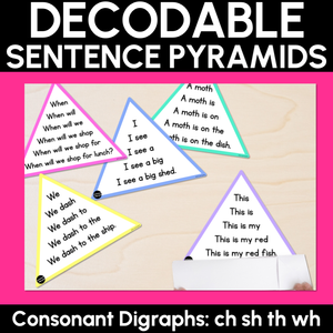 CH SH TH WH WORDS - Decodable Sentences Pyramids - Phonics Fluency