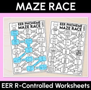 R-Controlled EER Words Maze Race - R-Controlled Vowel EER Words Worksheets