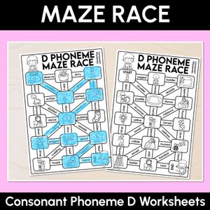 Consonant Phoneme D Words Maze Race - Consonant D Words Worksheets