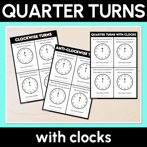 Resource preview 1 for Quarter Turns with Clocks Printables