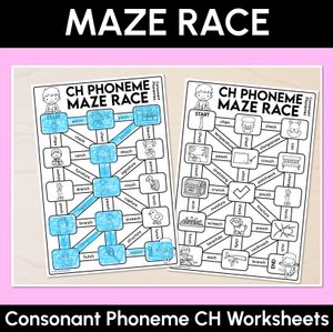 Consonant Phoneme CH Words Maze Race - Consonant CH Words Worksheets