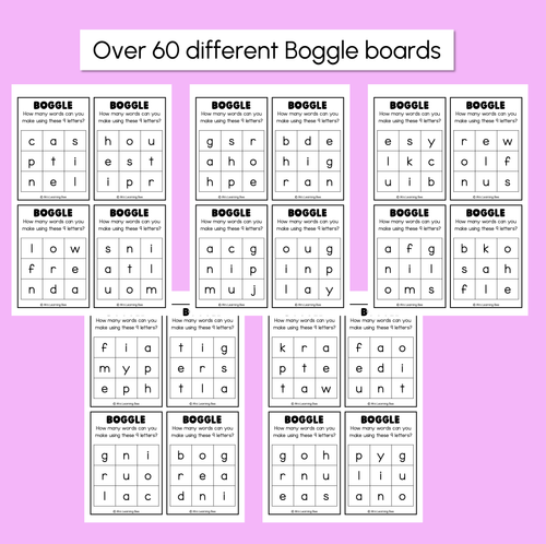 Resource preview 3 for Boggle – Word Building Templates