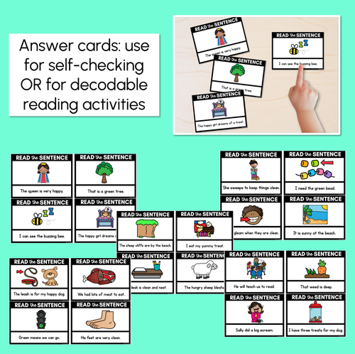 Resource preview 3 for Long Vowel E Word Decodable Sentences - Read, Match & Write