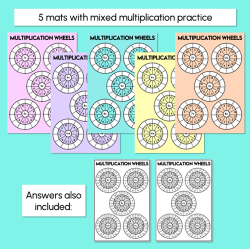 Resource preview 3 for Multiplication Wheel Mats - Times Tables 2-12 - Mixed Multiplication Facts Practice