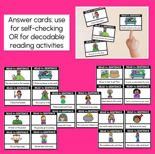 Resource preview 3 for OW Diphthong Decodable Sentences - Read & Match