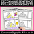 1 for Decodable Sentence Pyramid Worksheets - Consonant Digraphs ff ll ss zz ck