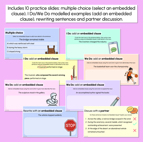Resource preview 3 for Adding Details with Embedded Clauses Explicit Teaching Slides