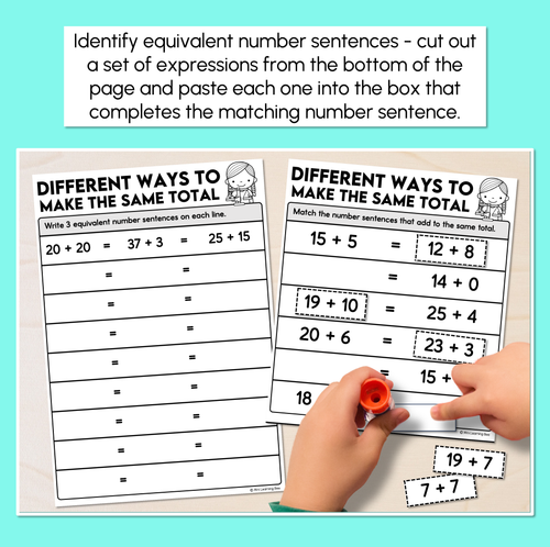 Resource preview 2 for Equal Totals - Equivalent Number Sentences Worksheets