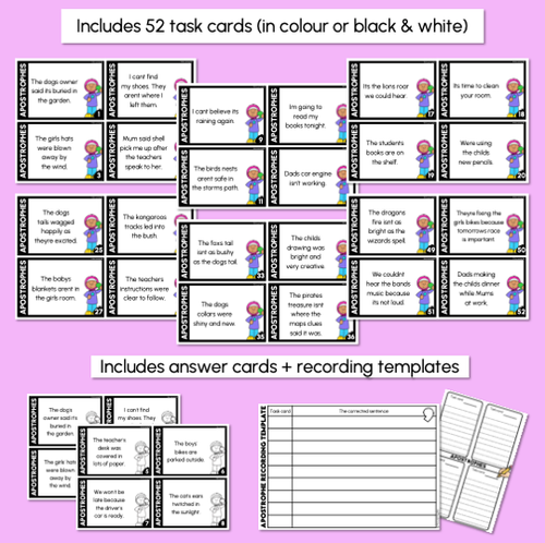 Resource preview 3 for Apostrophes Task Cards