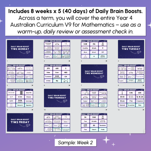 Resource preview 4 for Year 4 Maths Review - Daily Brain Boosts - Set 1