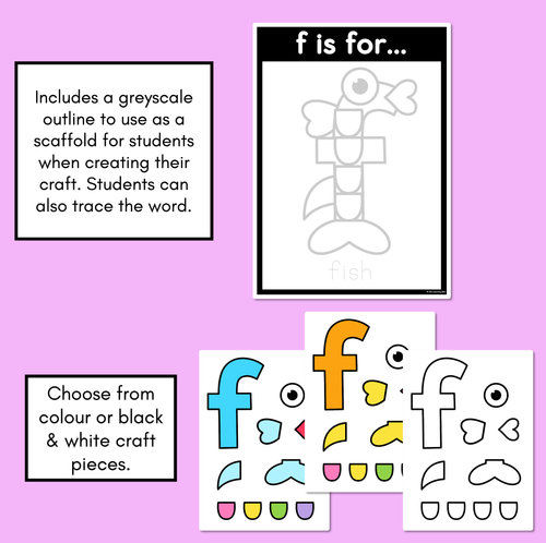 Resource preview 2 for Beginning Sound Crafts - LOWERCASE Letter F - F is for Fish