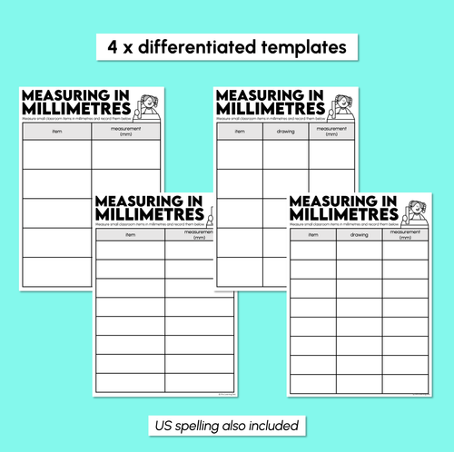 Resource preview 3 for Measuring in Millimetres - Measuring Length Templates