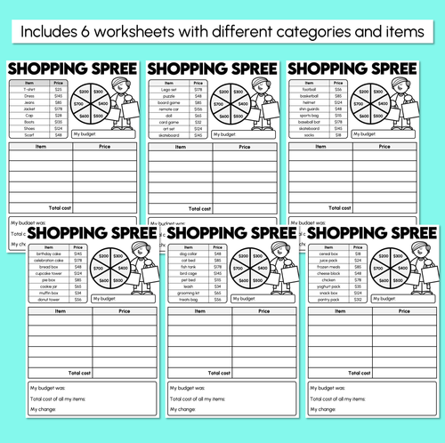 Resource preview 3 for Shopping Spree - Find the Total Cost - 2-Digit & 3-Digit Addition Worksheets
