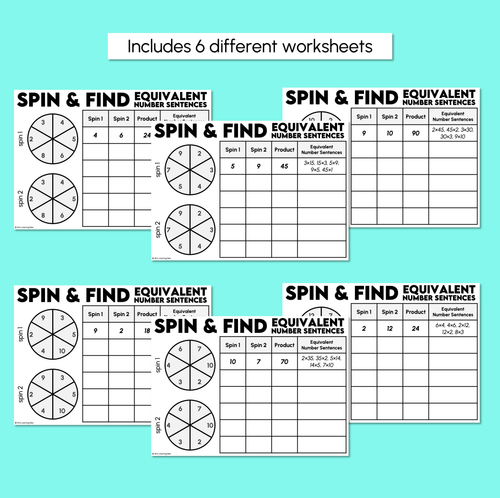 Resource preview 3 for Spin and Find Equivalent Number Sentences - Multiplication Game