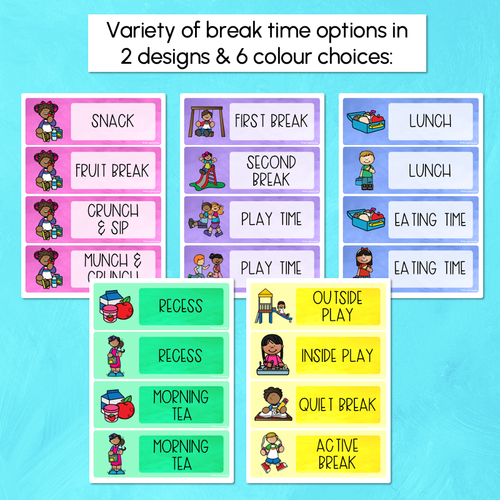 Resource preview 4 for Visual Timetable or Class Schedule - Watercolour Rainbow - The Kutopia Collection
