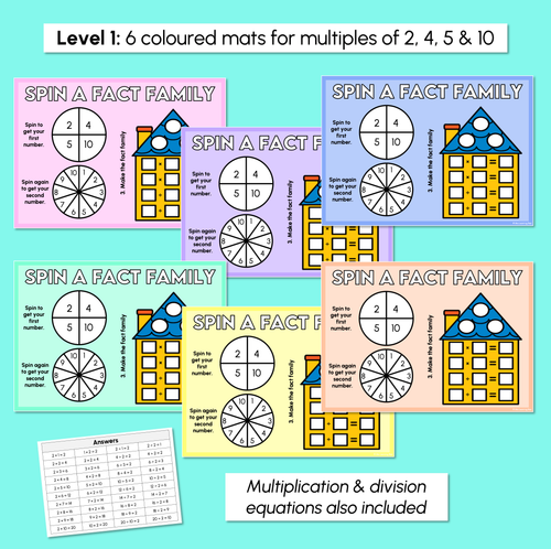 Resource preview 3 for Fact Families - Multiplication & Division Spinner Mats