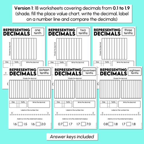 Resource preview 3 for Decimals: Tenths - Representing Decimals Mats