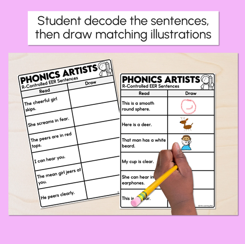 Resource preview 2 for Phonics Artists - R-Controlled EER Words - Decodable Sentences Activity
