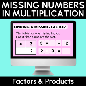 Missing Numbers in Multiplication - Factors and Products Teaching Slides