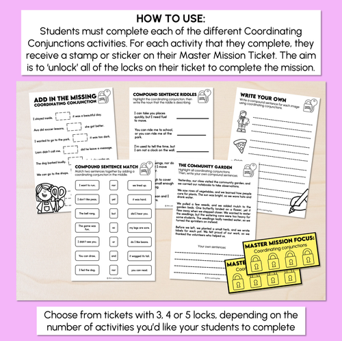 Resource preview 2 for Coordinating Conjunctions - Master Mission Activity