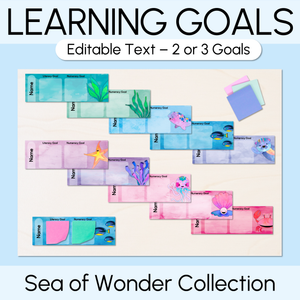 Student Learning Goals - Editable Post-It Goal Mats - The Sea of Wonder Collection - Calming Classroom Decor