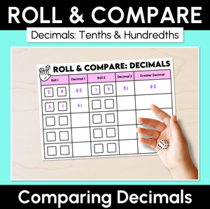 Roll & Compare - Comparing Decimals (Tenths & Hundredths) Activity