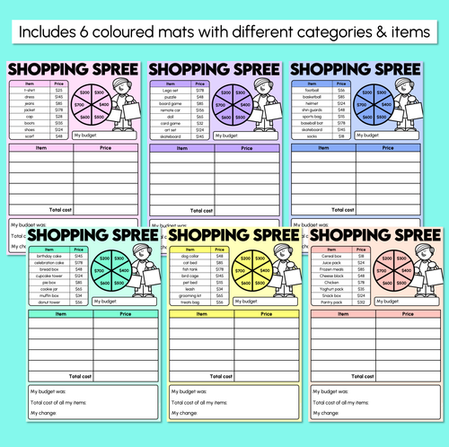 Resource preview 3 for Shopping Spree - Find the Total Cost - 2-Digit & 3-Digit Addition Mats