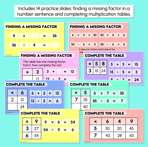 Resource preview 3 for Missing Numbers in Multiplication - Factors and Products Teaching Slides