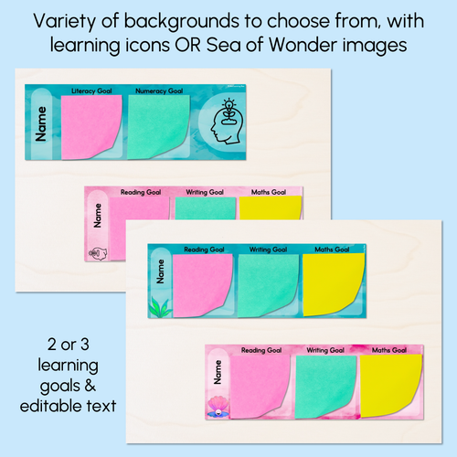 Resource preview 2 for Student Learning Goals - Editable Post-It Goal Mats - The Sea of Wonder Collection - Calming Classroom Decor