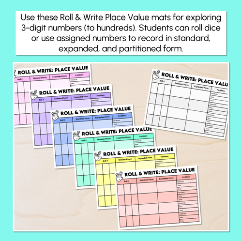 Resource preview 2 for Roll & Write - 3-Digit Place Value Mats