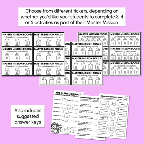 Resource preview 4 for Coordinating Conjunctions - Master Mission Activity