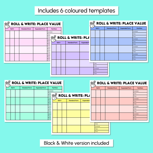 Resource preview 3 for Roll & Write - 3-Digit Place Value Mats