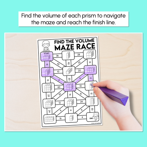Resource preview 2 for Find the Volume Maze Race Worksheets