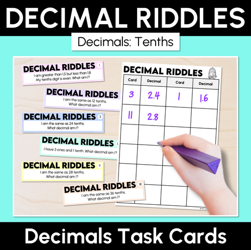 Resource preview 1 for Decimal Riddles - Decimals Task Cards