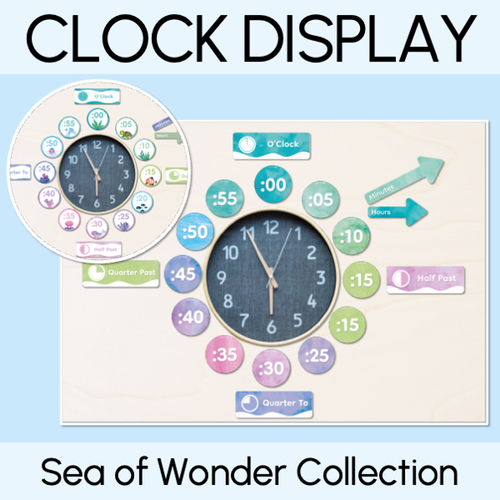 Resource preview 1 for Clock Display - The Sea of Wonder Collection - Calming Classroom Decor