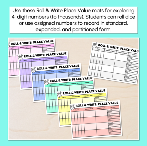 Resource preview 2 for Roll & Write - 4-Digit Place Value Mats
