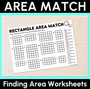 Rectangle Area Match – Finding Area Worksheets
