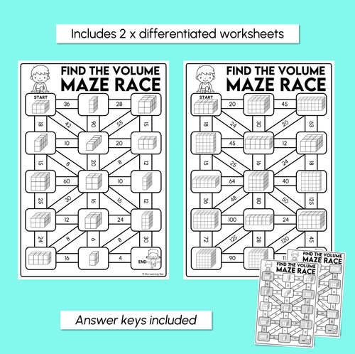Resource preview 3 for Find the Volume Maze Race Worksheets