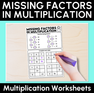 Missing Factors in Multiplication Worksheets
