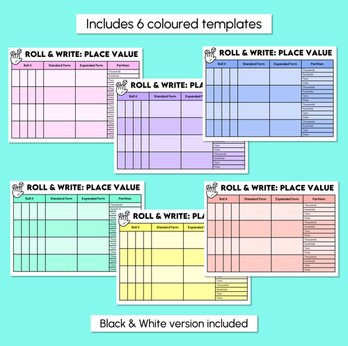 Resource preview 3 for Roll & Write - 4-Digit Place Value Mats