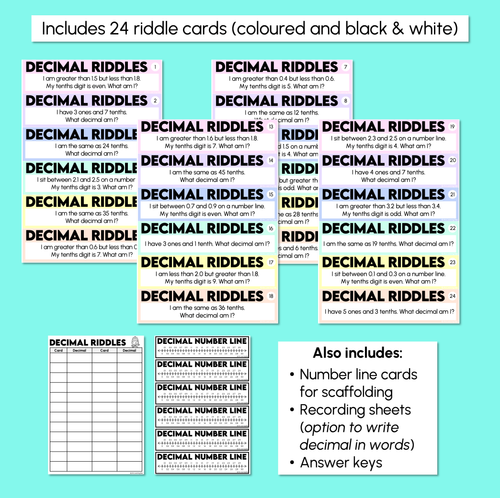 Resource preview 3 for Decimal Riddles - Decimals Task Cards
