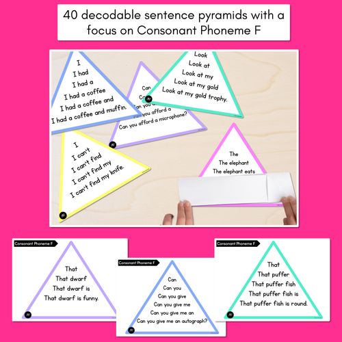 Resource preview 2 for CONSONANT PHONEME F WORDS - Decodable Sentence Pyramids - Phonics Fluency