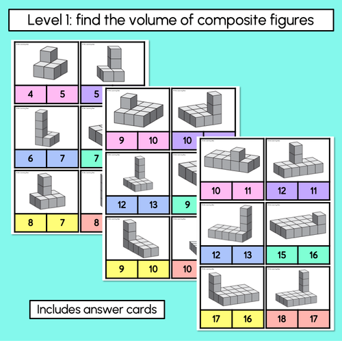 Resource preview 2 for Volume Clip Cards – Composite Figures (2 Levels)