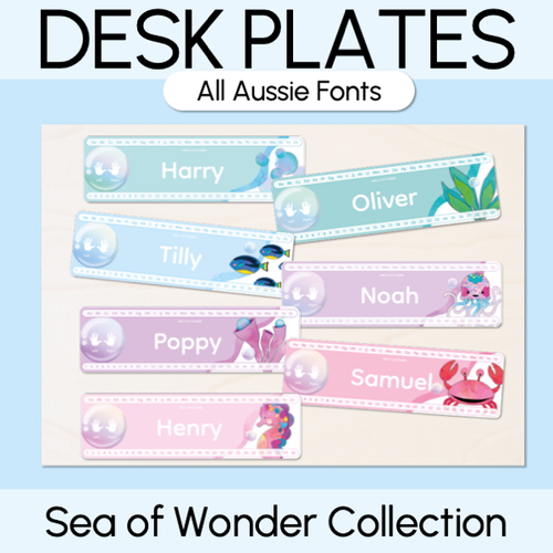 Resource preview 1 for Student Desk Plates - Sea of Wonder Collection - Calming Classroom Decor