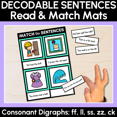 Resource preview 4 for Consonant Digraph Decodable Sentence Activities COMPLETE BUNDLE