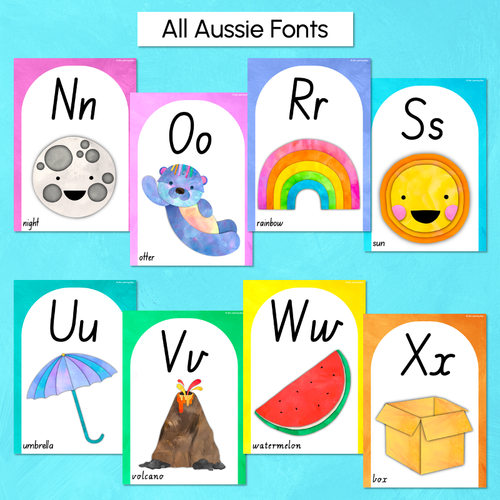 Resource preview 2 for Alphabet Posters - The Kutopia Collection - Watercolour Rainbow with Watercolour Images
