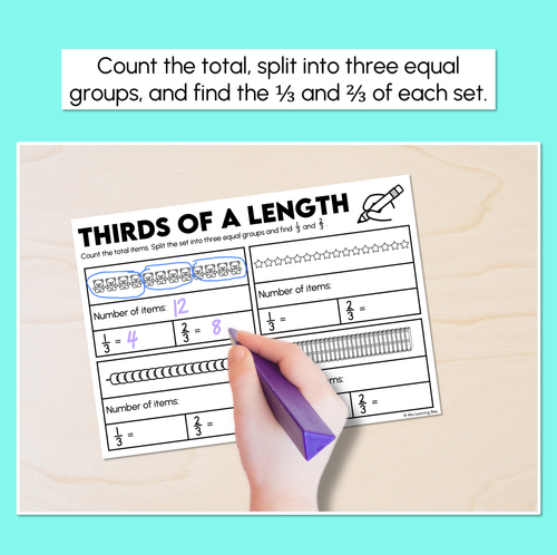 Resource preview 2 for Thirds of a Length - Fractions Worksheets