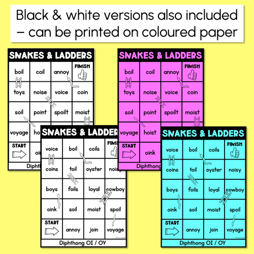 Resource preview 3 for Phonics Game for Diphthong OI / OY Words - Snakes & Ladders